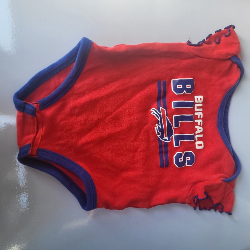 NFL Buffalo Bills One-Piece shirt Red Blue Girl 3-6 Months ruffle‎ sleeve
